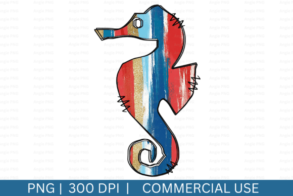 Brushstrokes Seahorse Clipart for Nautical Graphics and Crafts