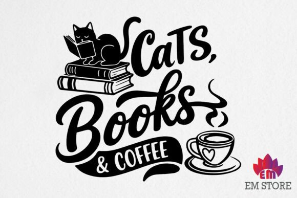 Cats Books Coffee SVG Graphics for Crafts