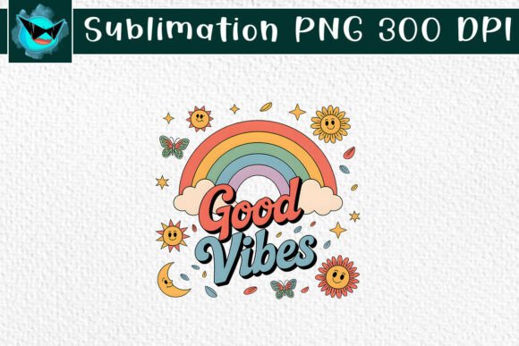 Good Vibes Daisy Quote Sublimation PNG: Graphics for Crafts & Branding