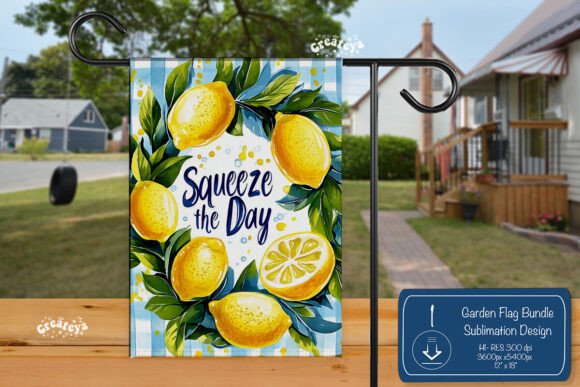 Lemon Summer Garden Flag Graphics for Crafts