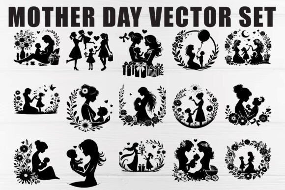 Mother’s Day Silhouette Vector Graphics for Crafts