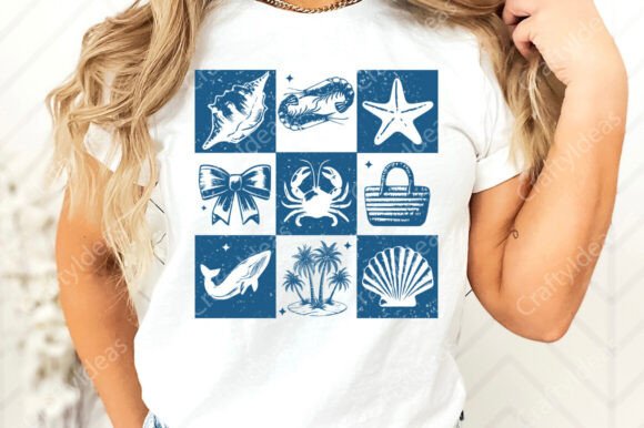 Retro Checkered Summer Graphics for Crafts