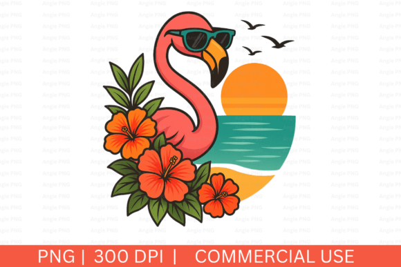 Summer Flamingo with Sunglasses Graphics