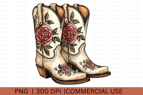 Western Floral Cowgirl Boots Graphics for Crafts